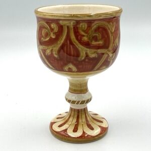 Dipinto A Mano "MICHELA"  Italian Pottery Goblet Wine Glass 6 Inch High